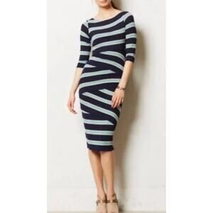Anthropologie Bailey 44 Striped Knit Bodycon, Column, Bandage Dress - Large